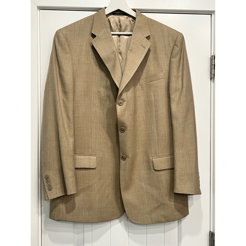 Murano Collezione Dillard's Silk Wool Beige Blazer Jacket Mens‎ 44 R